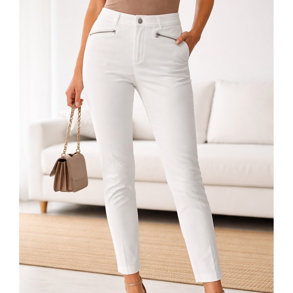 NWT Lauren Ralph Lauren Front Zip Pockets Skinny-Leg Jeans Women's Size 8 White